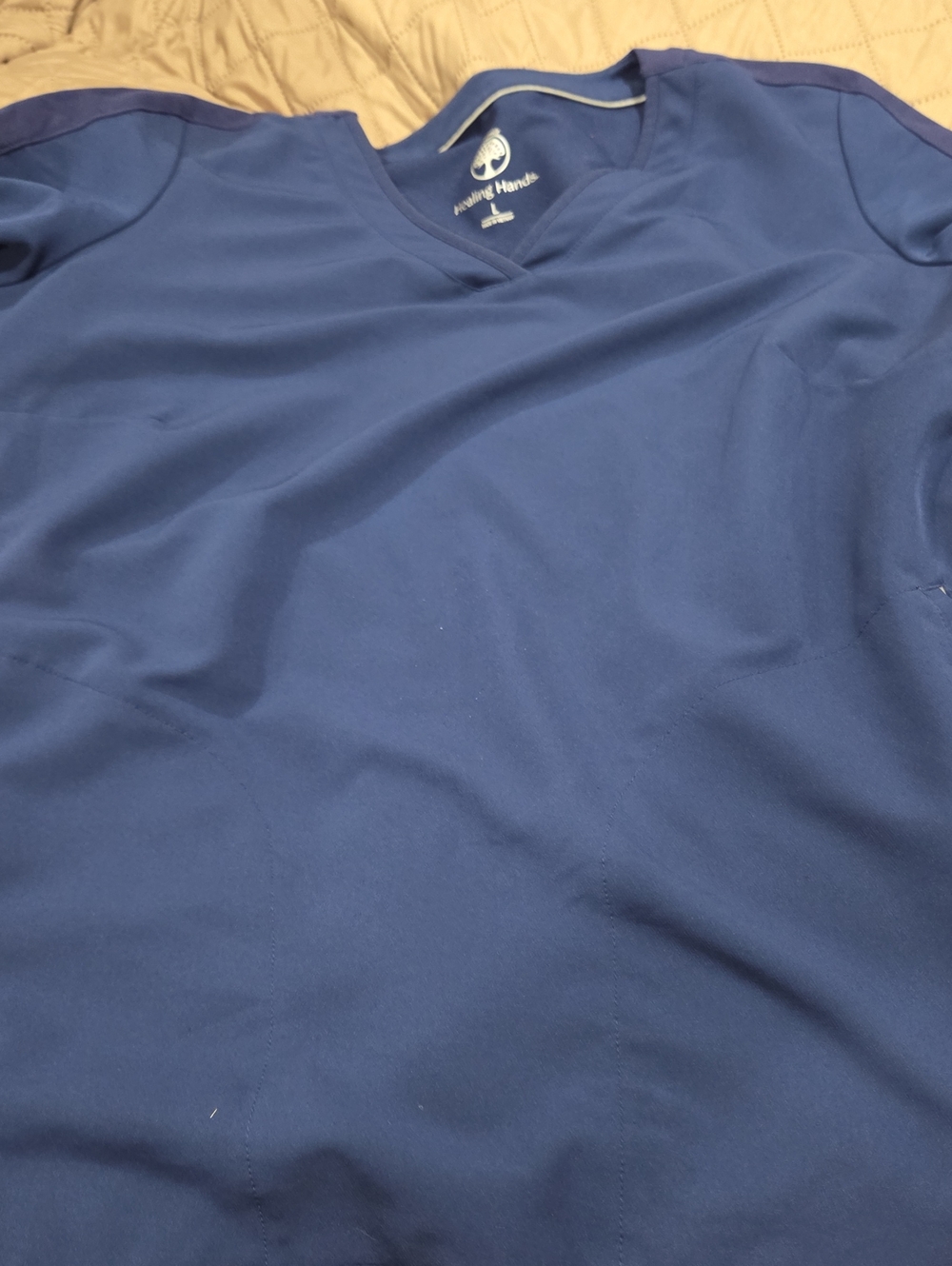 healing hands V-Neck Short Sleeve Scrub Top - Navy